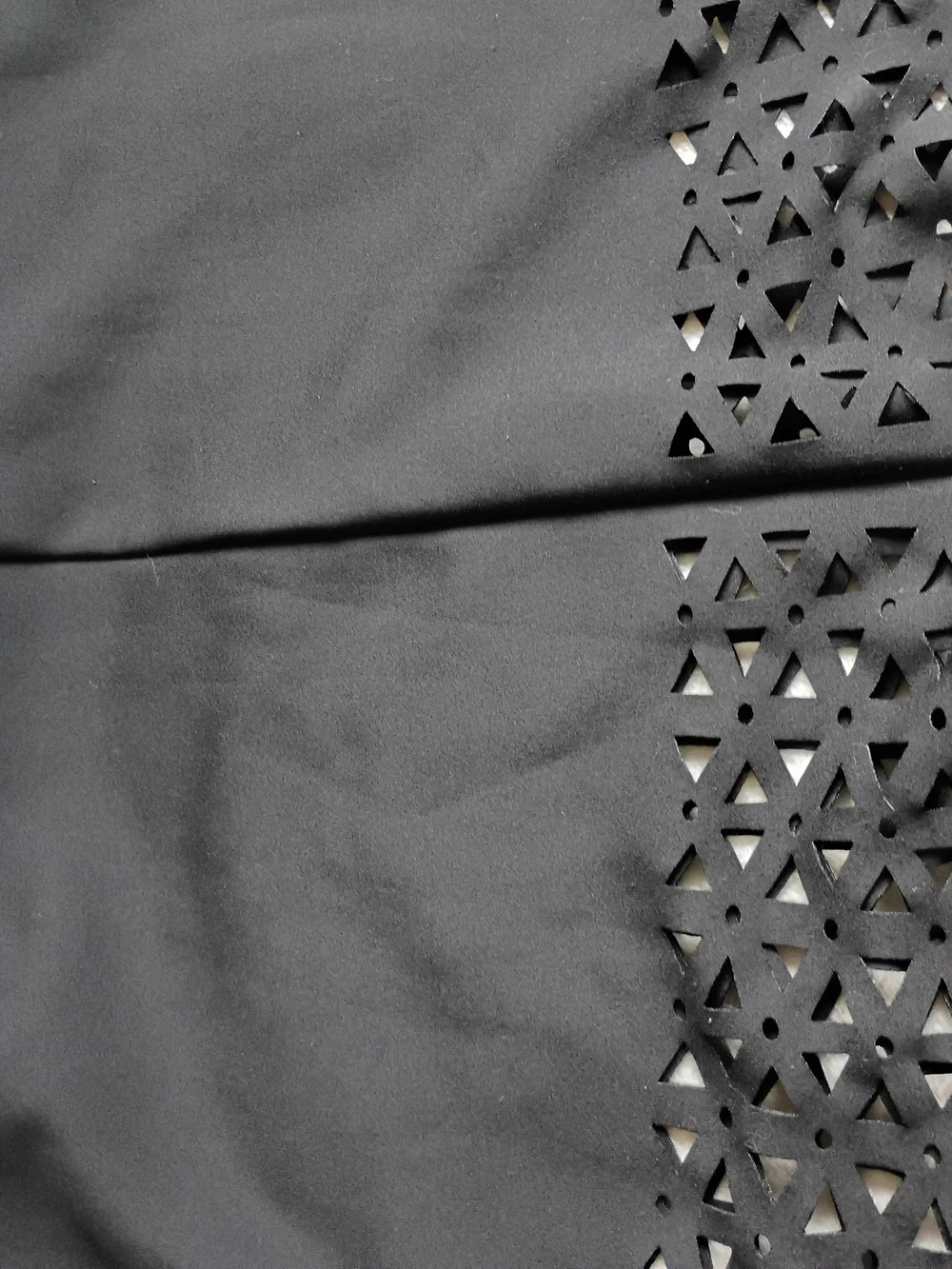 Black Fit-and-Flare Dress with Laser-Cut Hem